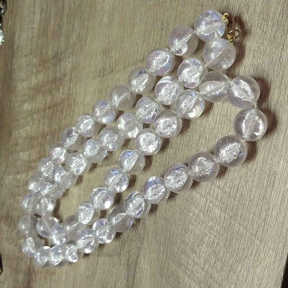 White Clear Large Bead Necklace